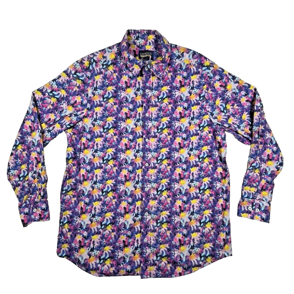 Cremieux‎ Floral Button Down Shirt Mens XLT Multi Color Psychedelic Watercolor - Picture 3 of 10